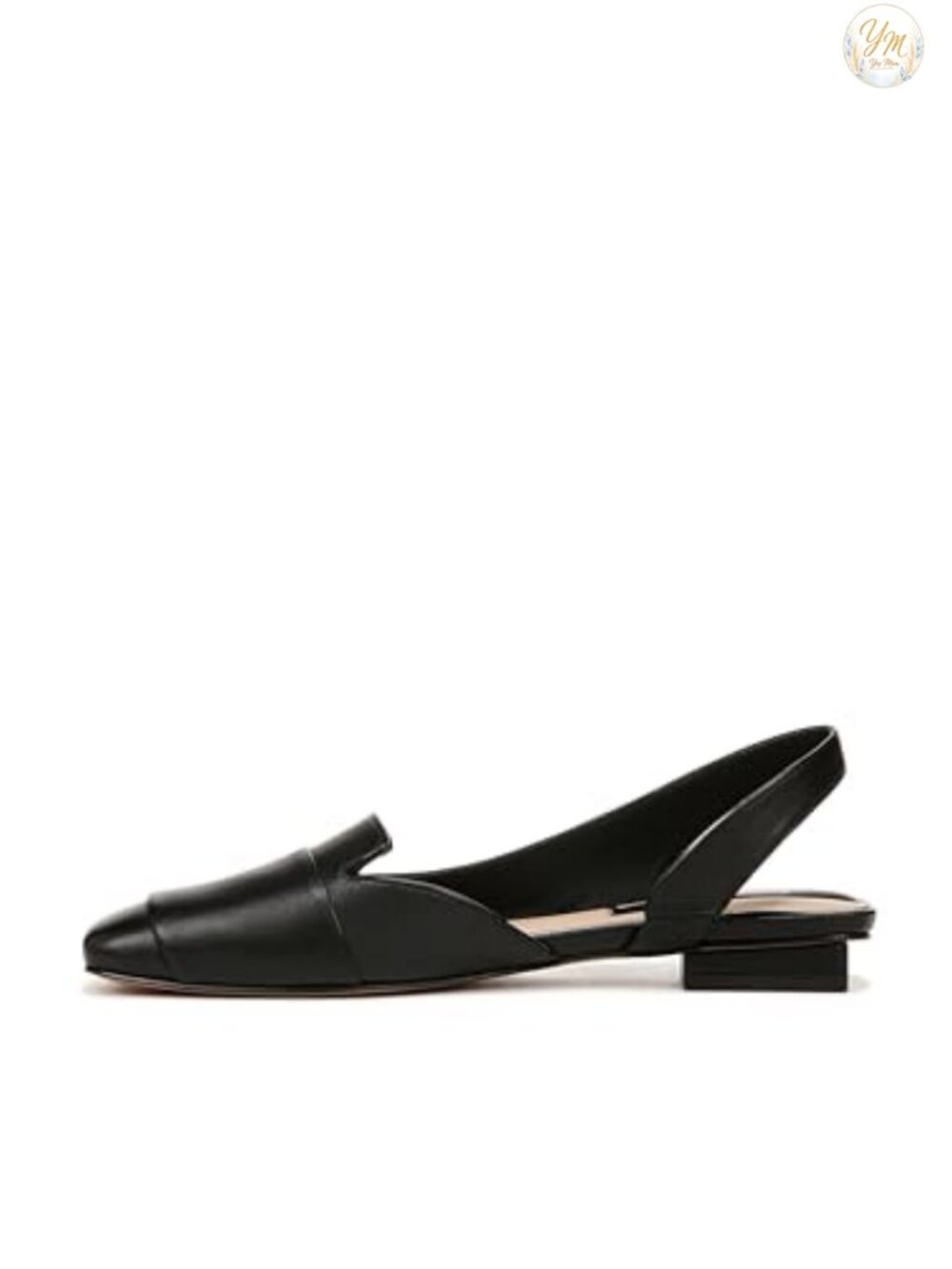 Frank Saro Womens Slingback Ballet Flats Leather Square Toe